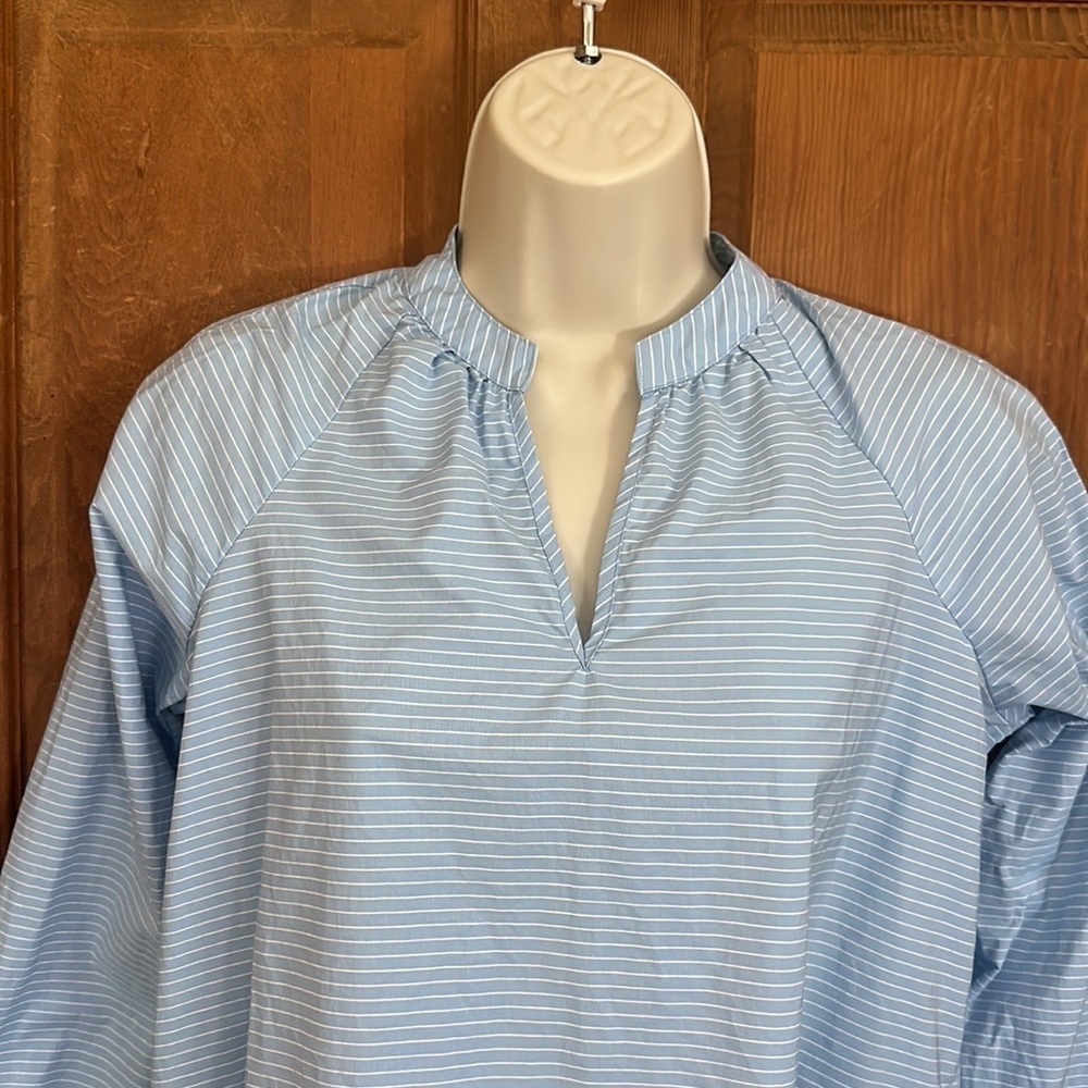 Madewell Striped Popover Top Classic Tie Sleeve Blue G1892 Size XXS - Picture 13 of 14